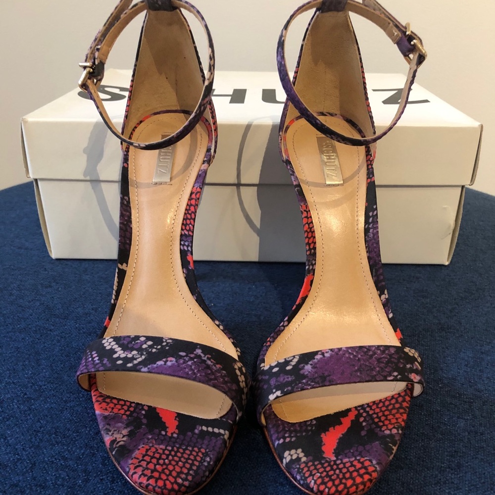 Schutz Purple Snakeskin High Heel Sandals